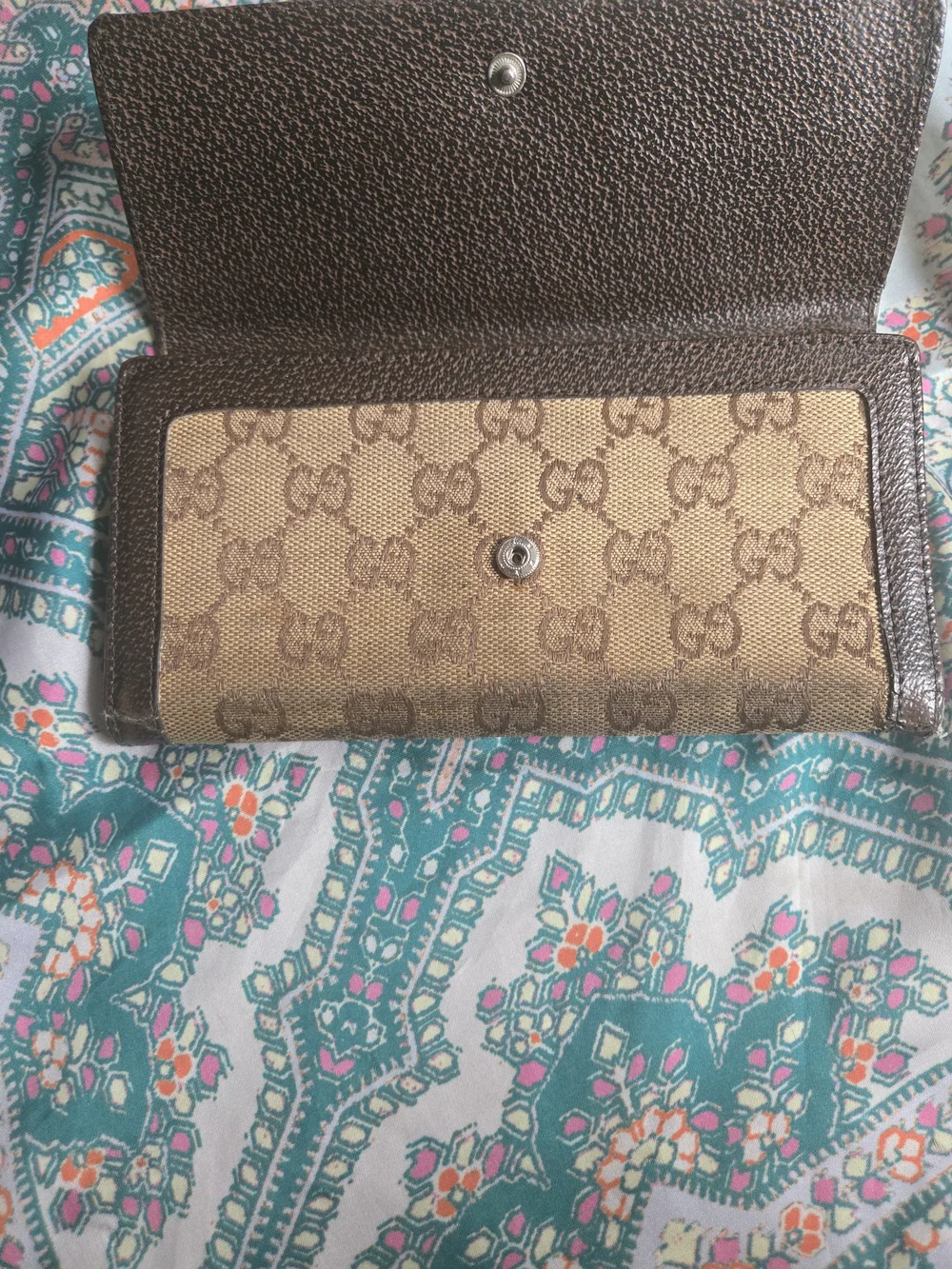 Vintage Gucci Brown Signature Canvas Continental Wallet with Web Stripe - Picture 7 of 8
